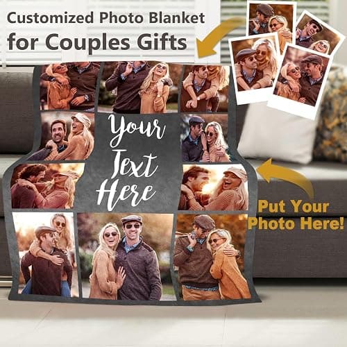 ICELIETE Custom Blanket with Picture Text Customized Fleece Photo Blanket for Couples Gifts Personalized Blankets and Throws Christmas Birthday Gifts for Boyfriend Girlfriend thumbnail 3