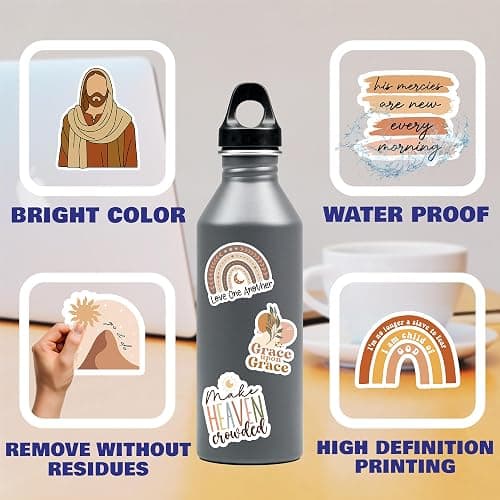Puraesla 160pcs Boho Christian Stickers Inspirational Bible Verse Stickers, Waterproof Vinyl Faith & Jesus Decals for Journaling Bibles Water Bottle Scrapbook Laptop Gifts for Kids thumbnail 4