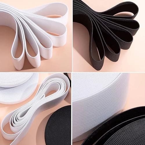 XKDOUS Elastic Band for Sewing, 0.75 Inch 16 Yards 2 Roll Knit Bands for Sewing Waistband and Pants Waist, High Elasticity(8 Yard White, 8 Yard Black) thumbnail 4