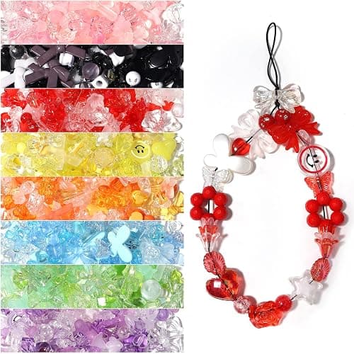 Forise 120pcs Acrylic Red Assorted Beads Mix Random Style Candy Color Pastel Plastic Flower Beads for DIY Jewelry Making Bracelet Necklaces Phone Lanyard thumbnail 6