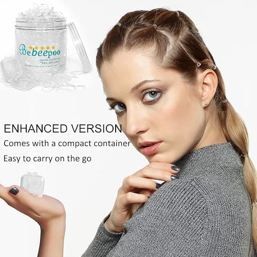 Clear Hair Elastics, BEBEEPOO 2000pcs Mini Rubber Bands for Hair, Clear Mini Elastic Hair Ties with Small Box, Soft Small Hair Tties for Girls Kids Women thumbnail 2