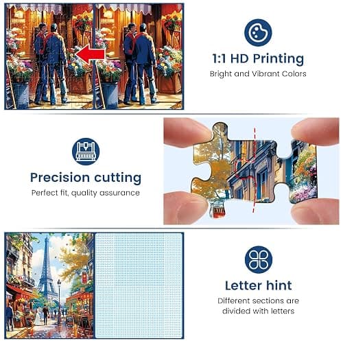 1000 Pieces Puzzle for Adults - Charming Paris Puzzle for Adults Children - Recycled Paper Jigsaw Puzzle 1000 Pieces - Fun and Challenging Family Game Great Gift Idea, Finished Size is 28 * 20 in thumbnail 4