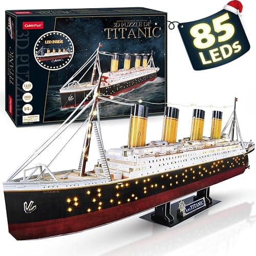 CubicFun Titanic 3D LED Puzzles for Adults 88 CM 266 Pieces,Titanic Toys for Teens, Home Decor Birthday Gifts Adults - Image 1