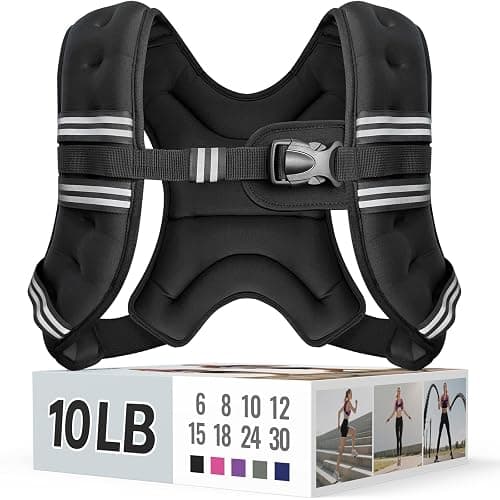 Zeerun Weighted Vest, 6lb/8lb/10lb/12lb/15lb/18lb/20lb/24lb/30lb for Men Women, Reflective Stripe Adjustable Buckle, Comfortable Durable Rucking Vest for Walking Running Strength Training - Image 1