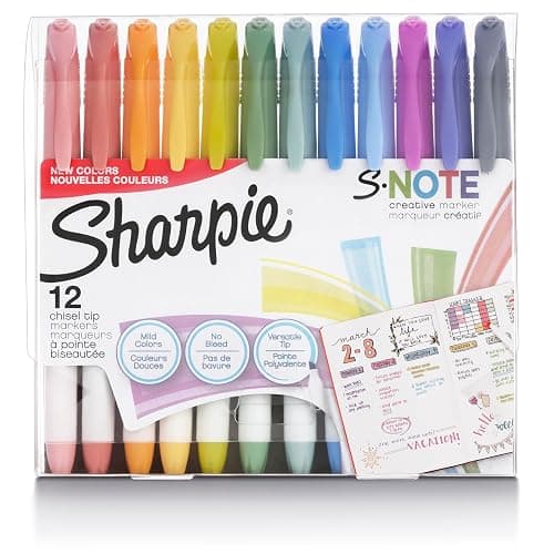 Sharpie S-Note Creative Markers, Highlighters, Assorted Colours, Chisel Tip, 12 Count - Image 1