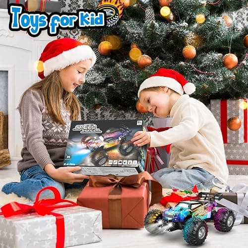 AONEPTR Remote Control Car, All Terrain Remote Control Truck for Boy, 2.4GHz Rc Car with Bodylight and Two Rechargeable Batteries, 20KM/H Monster Truck Toys thumbnail 7