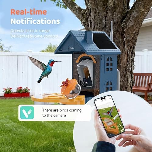 Smart Bird Feeder with Camera Outdoor Birdhouse:AI Identifies 11000+ Species, Features 3K HD Quality and Arrived Alerts Function,Powered by 3 Solar Panels,Gifts for Mom Dad Bird Lovers thumbnail 6