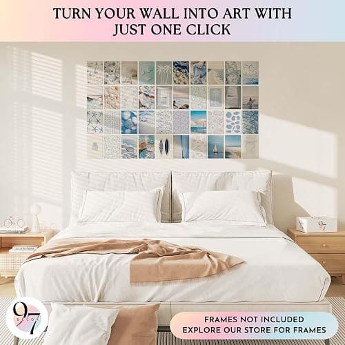 97 Decor Coastal Wall Art - 40 Pcs Blue Ocean Art Prints, Beachy Collage, Summer Pictures, Beach Wall Decor For Bedroom Dorm (4x6) thumbnail 3