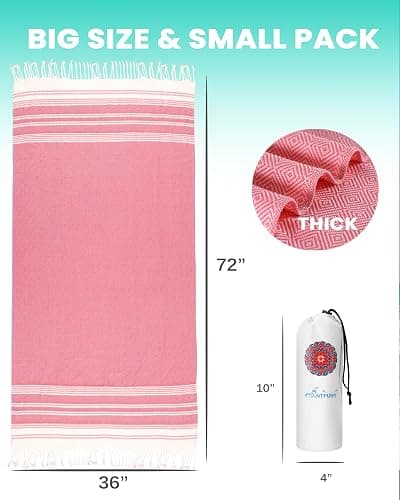 Turkish Beach Towels Vacation Essentials Quick Dry Sand Free Women Happy Birthday Gift Ideas Mom Mother Wife Sister Her Teacher Best Friend Retirement 50th 40th 30th Godmother Proposal thumbnail 2
