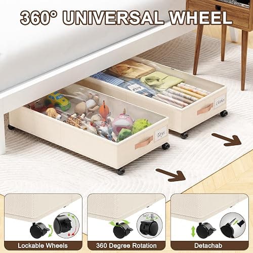 Under Bed Storage with Wheels (2 PACK) thumbnail 5
