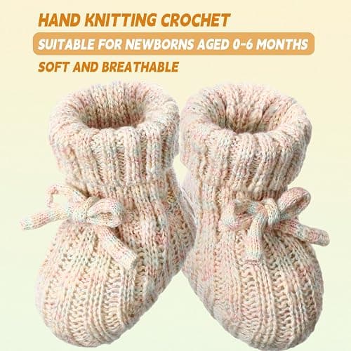 Evervibe 3 Pairs Knitted Baby Booties 0-6 Months Newborn Baby Shoes First Walkers Cozy Shoes for Infant Girl Boy thumbnail 4