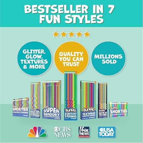 BUNMO Kids Easter Basket Stuffers - Sensory Stretchy Strings for Toddlers 3+ - Stimulating Fidget Toys for Toddlers - Easter Basket Stuffers for Kids - Hours of Fun- Non-Mouthable 3+ - Smooth 6 Pack thumbnail 7