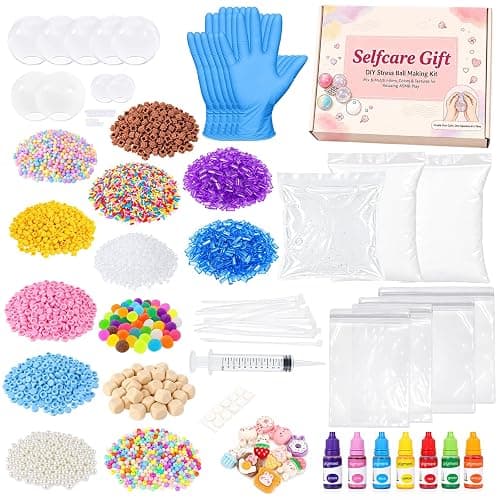DIY Squishy Making Kit, Stress Ball Making Kit with 10 TPR Skins, 14 Fillers, 14 oz Slime & 7 oz Clay, Make Your Own Squishies, ASMR Sensory Craft Kit, Self-Care Gift for Adults - Image 1