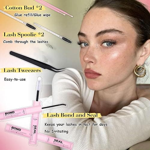 CORUSCATE Natural Lash Clusters Kit with Spikes 8 Styles Mix Lash Extension Kit DIY Individual Lashes Wispy with Bottom Lashes Cluster Eyelash Extensions Lash Clusters Glue Customizable Home-Salon Kit thumbnail 4