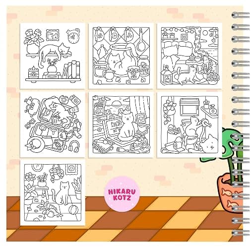 Cat Moments: Meow Life Coloring Book for Adults and Teens thumbnail 2