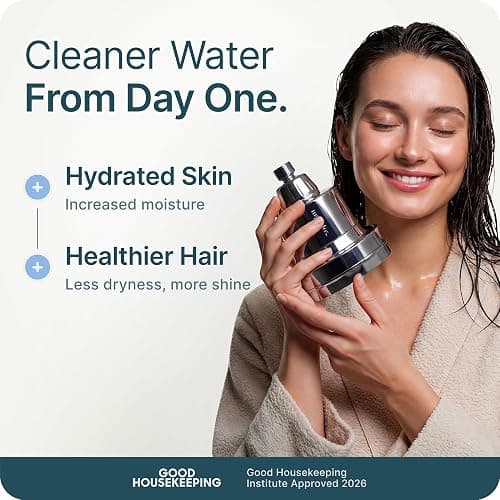 MyHalos® Filtered Shower Head for Hard Water Filter - High Pressure, Removes Chlorine - Shower Head Filter for Hard Water Softener Showerhead, Easy Install, For Hair & Skin, Filtering (Chrome) thumbnail 2