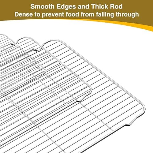 Wildone Baking Sheet with Rack Set (3 Pans + 3 Racks), Stainless Steel Baking Pan Cookie Sheet with Cooling Rack, Non Toxic & Heavy Duty & Easy Clean thumbnail 3