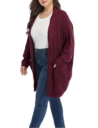 Shiaili Classic Plus Size Sweaters for Women Oversized Long Cardigans thumbnail 3