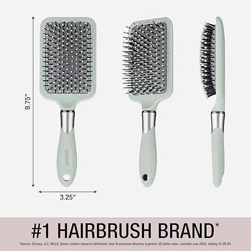 Conair Velvet Touch Paddle Cushion hair brush - Detangling hairbrush - curly or straight styles - men or women - detangler - features soft touch handle - Assorted Color thumbnail 7