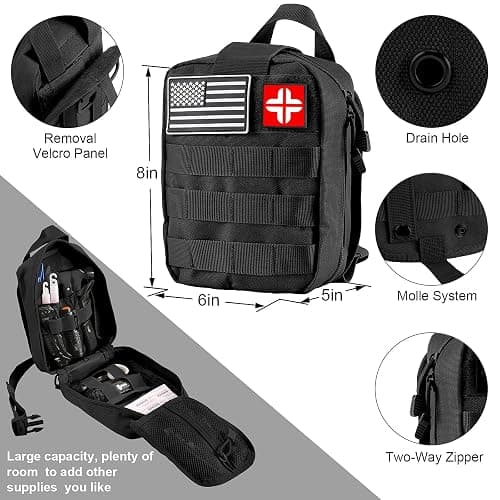 Emergency Survival Kit and First Aid Kit, 142Pcs Professional Survival Gear and Supplies Equipment with Molle Pouch, Gift for Christmas Men Dad Husband Camping Hiking Hunting Outdoor Adventure thumbnail 6