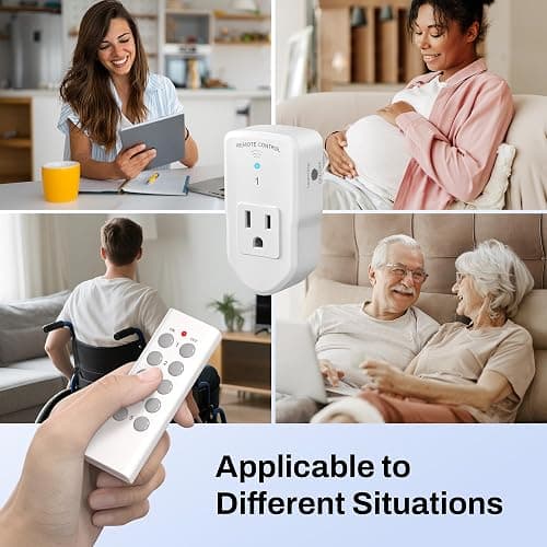 BN-LINK Wireless Remote Control Outlet Electrical Switch for Lights, Fans, Christmas Lights, Small Appliance, 100ft Long Range White (Learning Code, 5Rx-2Tx) 1200W/10A, ETL & FCC Certified thumbnail 5