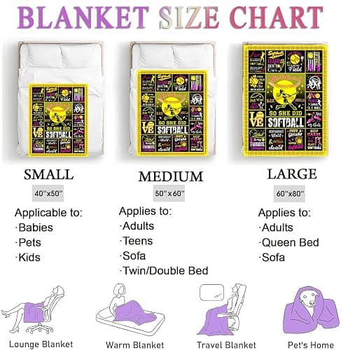 Softball Blanket Gift for Girls, Softball Accessories Party Decorations Bedroom Decor Soft Flannel Throw Blanket 50"x40" thumbnail 7