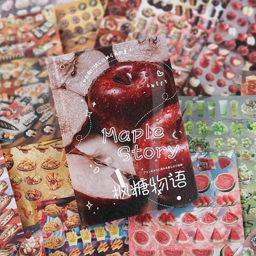 Tmtains 30 Sheets Japanese Manga Style Sticker Book 1440Pcs Heisei Retro Romantic Memory Series Manga Books Style Korean Sticker Aesthetic Japanese Stickers Book for Adults Valentine Gifts (Nice Food) thumbnail 3