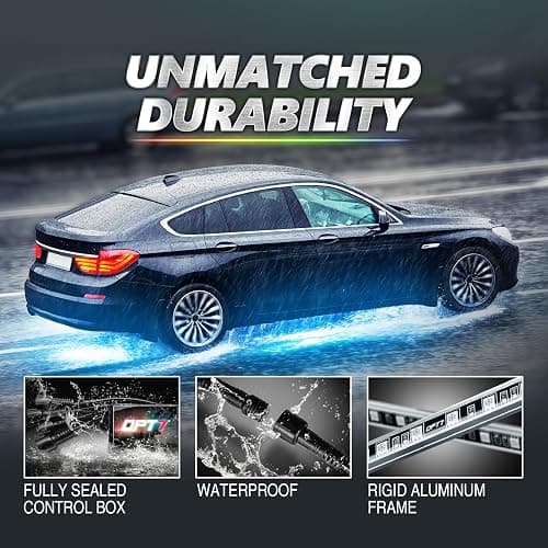 OPT7 Aura Pro Underglow LED Lights Kit for Car with APP & Remote Control, RGB Multicolor Modes, Music Sync, Waterproof Rigid Aluminum Light Bar, Exterior Neon Accent Underbody Lighting Kit thumbnail 6