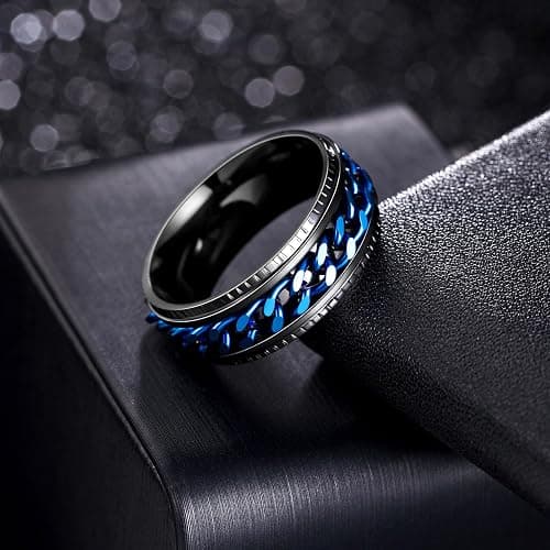 Udolfly Mens Fidget Rings Anxiety Rings for Men Womens Chain Spinner Rings for Adults Titanium Steel Rings thumbnail 3