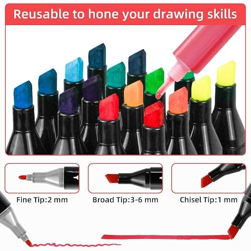HomFilix Alcohol Markers, 80 Colors Dual Tip Art Alcohol Markers Set - Perfect for Coloring, Drawing, Sketching, Card Making and Illustration, Perfect for Adults and Kids thumbnail 8