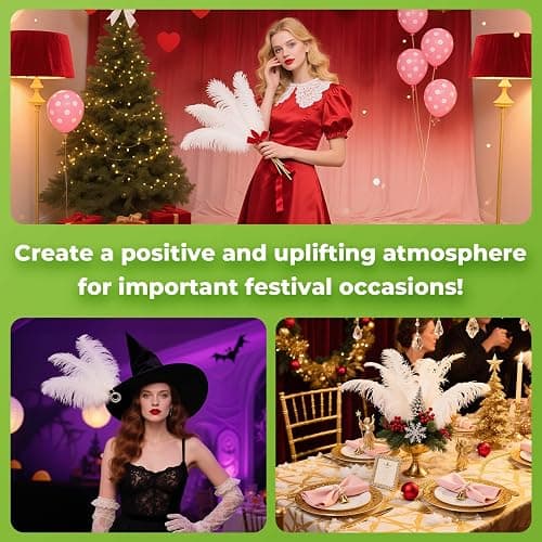 Piokio 10 pcs White Ostrich Feathers 14-16 inch(35-40 cm) Bulk for Wedding Party Centerpieces, Gatsby Decorations thumbnail 5