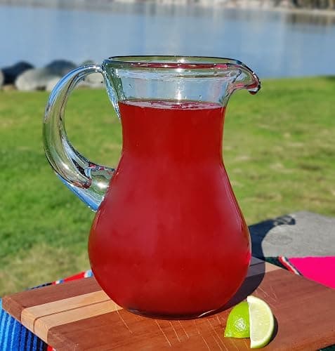 Mexican Hand Blown Glass Pitcher – Natural Clear Design (84 oz) thumbnail 4