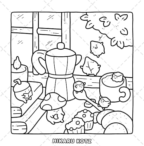Tiny Corner: Cute and Cozy Coloring Book for Adults and Teens thumbnail 7