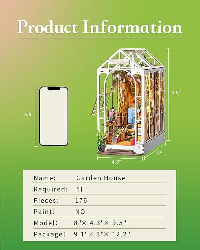 Rolife DIY Book Nook Kits for Adults-Garden House Bookshelf Insert Booknook-3d Puzzle Dollhouse Room Decor for Teen Girls Boys Women Men thumbnail 2