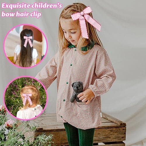 Simsky 2 Stück Haarschleifen Clips, 5 Zoll Handgemachte Grosgrain Bänder Haarspangen, Mit Alligator Clips, für Damen Mädchen Teenager, Rutschfeste Spangen für Lockiges Glattes Haar thumbnail 7