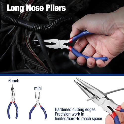 7-Piece WORKPRO Pliers Set with Groove Joint, Long Nose, Slip Joint, Linesman, and Diagonal Pliers for DIY & Home Use thumbnail 6