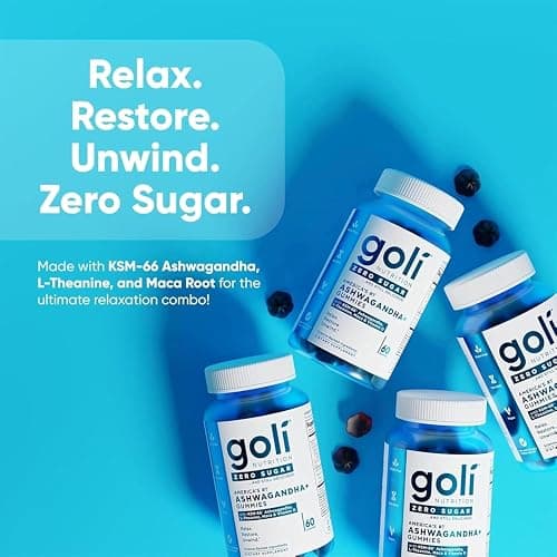Goli Zero Sugar Ashwagandha Gummies with KSM-66, L-Theanine, Maca and Vitamin D - No Sugar Alcohols - Vegan, Keto-Friendly, Non-GMO thumbnail 3