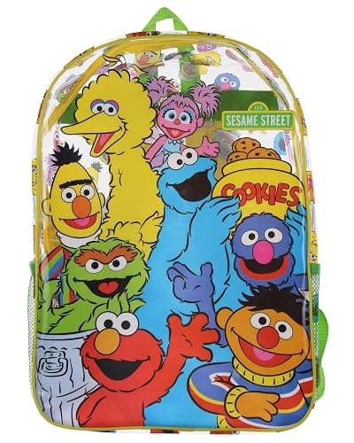 INTIMO Sesame Street Elmo Big Bird Cookie Monster Clear Travel Backpack For Daily Use - Image 1