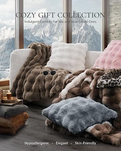 Faux Fur Throw Blanket, Leopard Print Bunny Blankets with Bubble Texture, Reversible Fluffy Blanket for Couch and Bed, Soft Cozy Faux Rabbit Fur Blanket for Home Décor thumbnail 9
