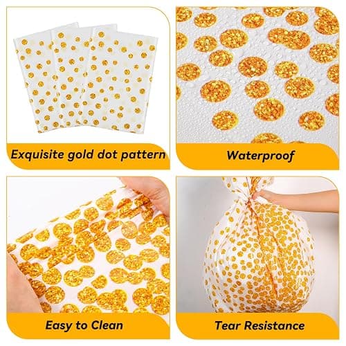 VitalCozy Round Dot Tablecloth 84 Inch Plastic Table Cover Polka Dot Confetti Tablecloths for Easter 2026 Graduation Prom Wedding Birthday Spring Party Supplies(White and Gold,12 Pcs) thumbnail 3