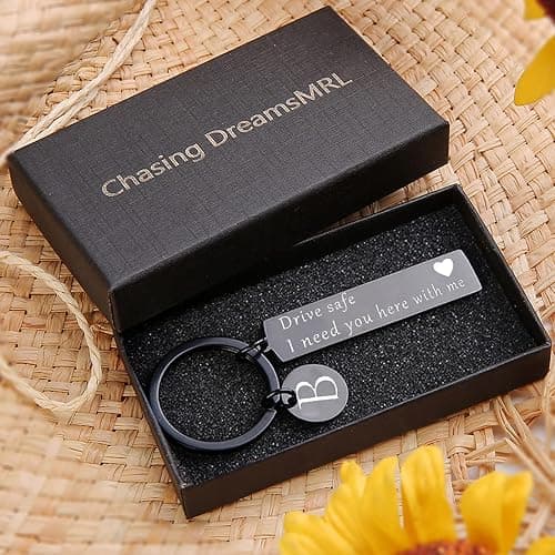drive safe keychain for him her - key chains for men i need you here with me i love you gifts for boyfriend birthday thumbnail 6
