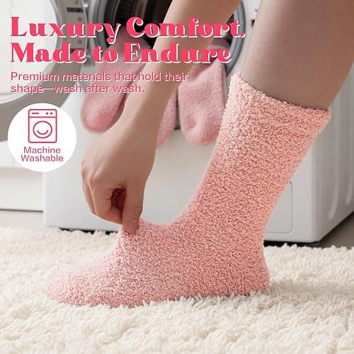 Inerney Fuzzy Socks for Women Men Gifts, Warm Cozy Fluffy Cloud Slipper Style, Comfy Winter Sleep Sock, Stocking Stuffer thumbnail 4