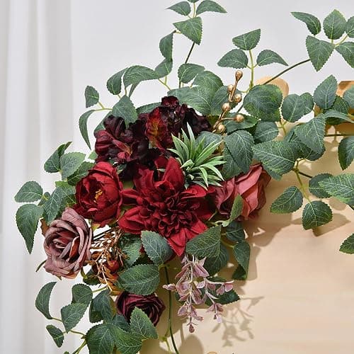 Artificial Wedding Arch Flowers Swag Set of 2 for DIY Wedding Welcome Ceremony Backdrop, Artificial Peony Roses Flower Swag for Ceremony Party Home Decor (red) thumbnail 4