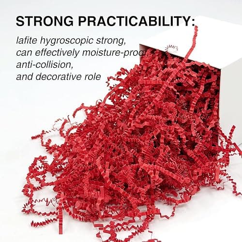 Corlcol 200g(7oz) Crinkle Paper Filler for Gift Baskets Gift Box Paper Shreds for Birthday, Weddings,Valentine's Day, Christmas (Red) thumbnail 3