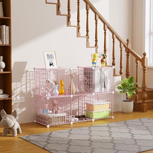 C&AHOME Wire Cube Storage, 6 - Cube Organizer Metal C Grids, Modular Shelves Units, Closet Organizer, Ideal for Home, Office, Living Room, 36.6”L x 12.4”W 36.6”H, Pink UWCS3006P thumbnail 4