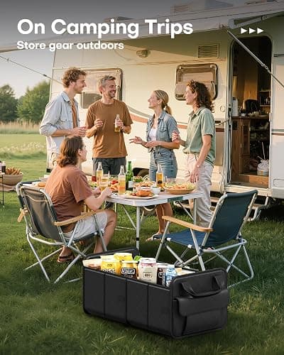 HOTOR Trunk Organizer for SUV – Foldable Car Organizers and Storage | 2 Compartments, Large Capacity Car Trunk Organizer Car Accessories for Truck Sedan, Black, 23.6" x 14.2" x 11.8" thumbnail 8