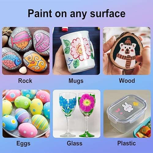 STATIONERY ISLAND Permanent Acrylic Paint Pens 24 Colours – Dual Tip Markers for Rock, Pumpkin, Stone, Glass, Ceramic, Wood & Fabric – Fine & Brush Tip Water Based Paint Pens for Halloween Crafts thumbnail 4