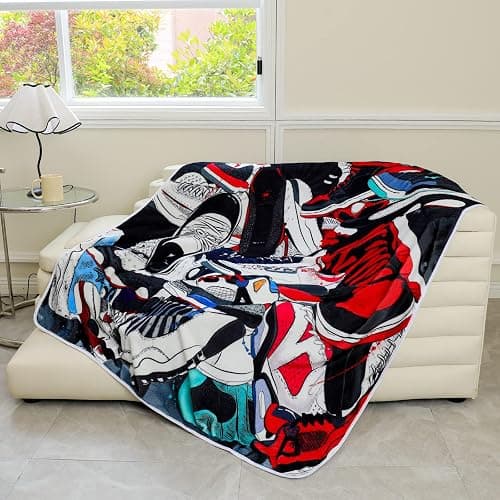 EISKBC Basketball Sneaker Blanket for Boys, Soft Cozy Warm Flannel Fleece, Decorative for Sofa, Couch, Chair, Bed, Living Room, 60x50inch thumbnail 7