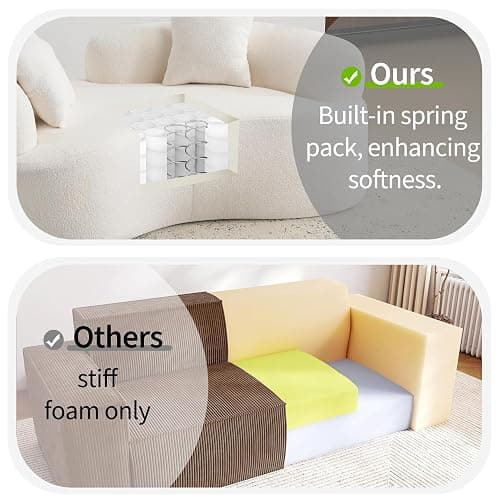 67”Curved Loveseat Sofa for Living Room, Deep Seat Love Seat Couch with 2 Throw Pillows, Modern Loveseat Adopt Teddy Fabric, Suitable Small Spaces The Cloud Loveseat, No Assembly Needed, White thumbnail 4