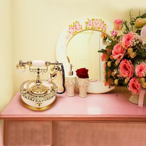 Big Vintage Telephone Jewelry Box 7x8" with Drawer - Heart Shaped Trinket Music Boxes with Retro Dial, Victorian Storage, Cute Antique Gifts for Women, Unique Style Home Decoration, Shelf Decor thumbnail 6